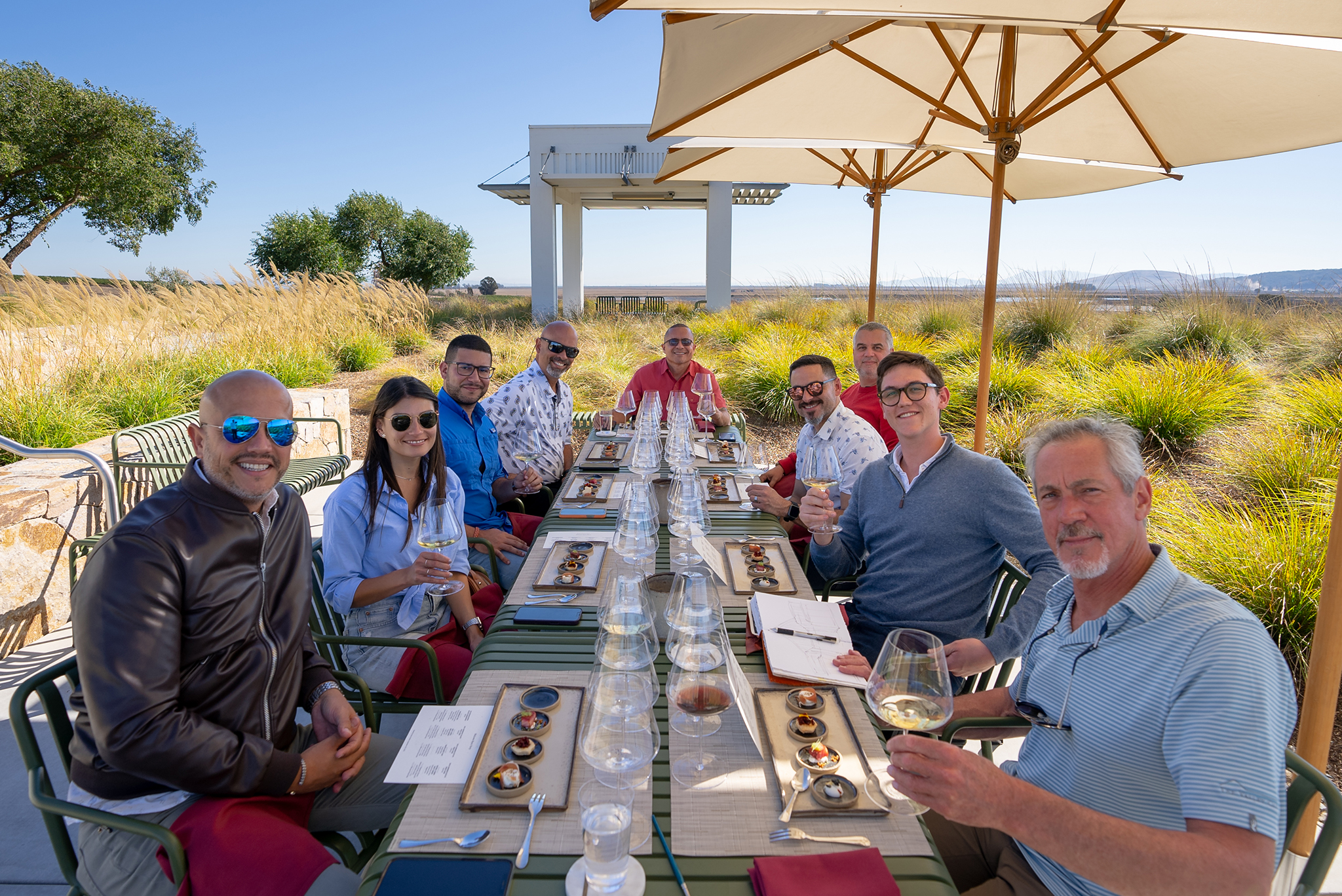 Enjoying the beautiful views and good wine at the Donum Estate.